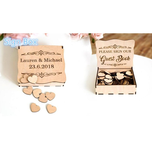Wedding Double Hearts Design Wish Drop Box or Bridal Shower Guest Sign In