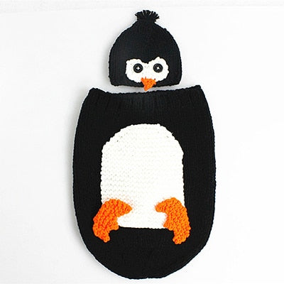 Cute Penguin Style Newborn Knitted Baby Outfit - Halloween Cuteness Photography Prop