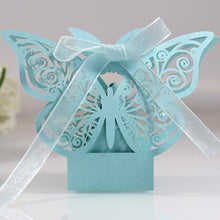 Load image into Gallery viewer, Butterfly Laser Cut Hollow Candy Boxes - Favors - Souvenier Chocolate Box With Ribbon
