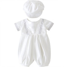 Load image into Gallery viewer, Baby Boy Baptism outfit- white Christening baby set with hat
