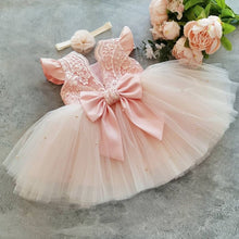 Load image into Gallery viewer, Infant-Toddler Pearls and Lace Dress for Flower Girl or Special Occasion for Princess
