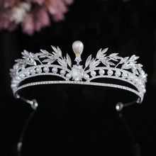 Load image into Gallery viewer, Baroque Roman Leaf and Pearls Tiaras Wedding-Crown for Bridal or Quinceañera
