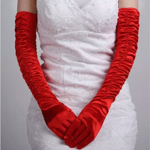 Load image into Gallery viewer, Satin Elbow Length Full Length Bridal Gloves for Bride and Wedding Party
