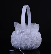 Load image into Gallery viewer, Rosette Flower Girl Basket for Wedding Day
