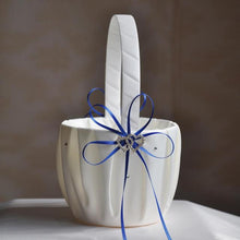 Load image into Gallery viewer, Heart Accent White or Ivory Bridal Flower Girl Basket-Wedding
