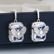 Load image into Gallery viewer, Geometric Crystal Cubic Zirconia Butterfly Fashion Dangle  Earrings

