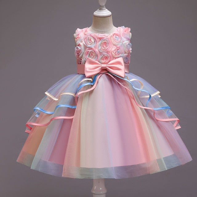 Pretty Pastels Flower Girls Dresses-Rainbow and Dotted Style-Birthday Party-Princess
