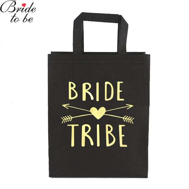 Black and Gold Team Bride-Squad Bags-Bridal Party Totes- Wedding-Shower Gifts