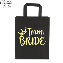 Load image into Gallery viewer, Black and Gold Team Bride-Squad Bags-Bridal Party Totes- Wedding-Shower Gifts

