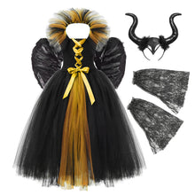 Load image into Gallery viewer, Kids Horn Wings Villain Queen Girls Tutu Dress Playtime Costume For Kids
