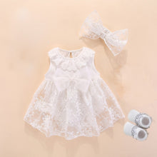 Load image into Gallery viewer, Baby Cute Dress Infant Girls Set - in White can be Christening Baptism Outfit
