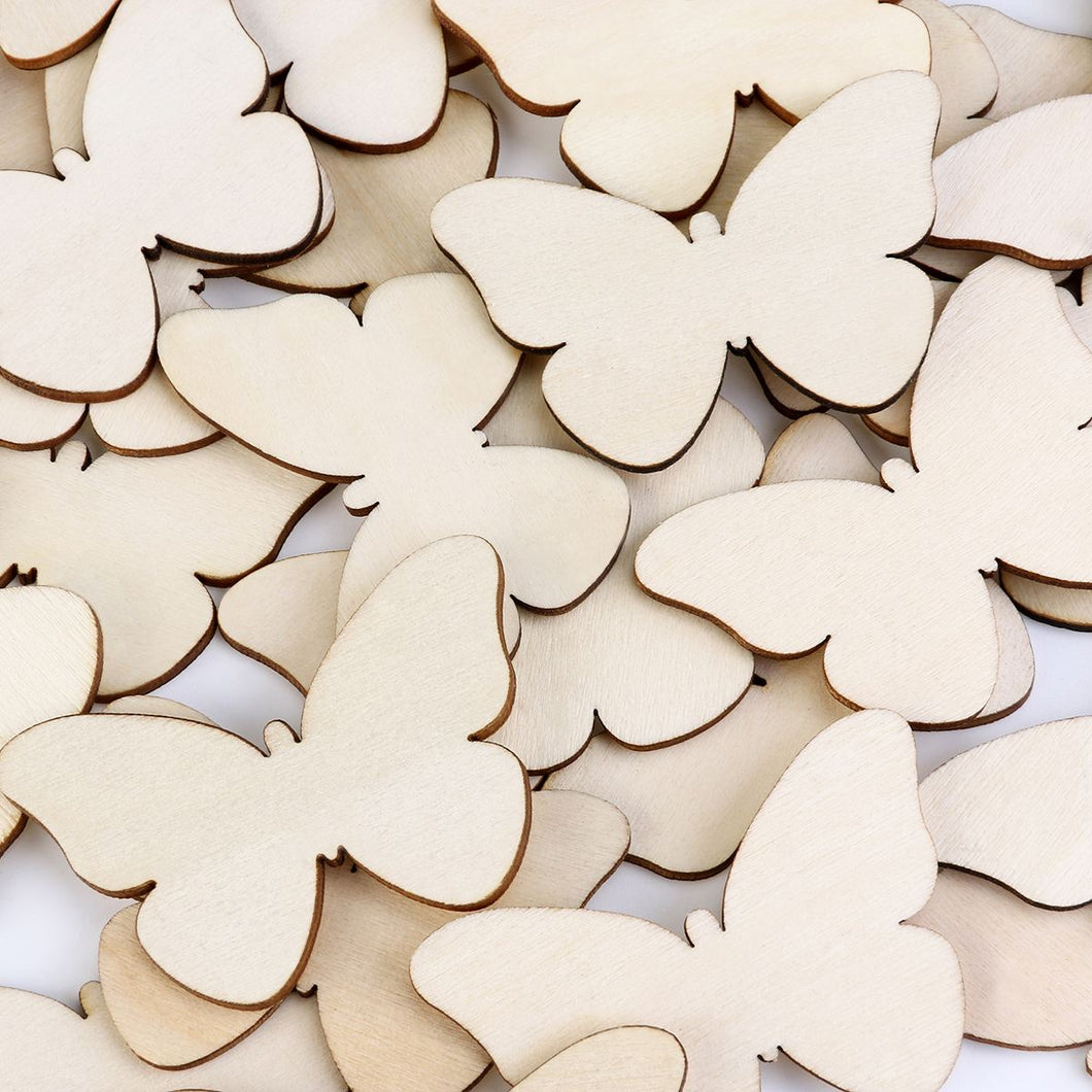 Natural Unfinished Cutout Butterfly Shape Wooden Pieces