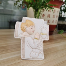 Load image into Gallery viewer, Resin Ornament of Catholic First Communion - Praying  Boy or Girl Cross Figurine
