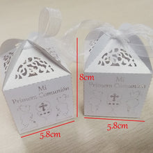 Load image into Gallery viewer, White-Pink-Blue-Gold-Silver My First Holy Communion Favor Boxes-Spanish Mi Primera Comunión-Candy Box-Party Keepsake
