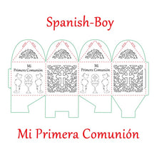 Load image into Gallery viewer, White-Pink-Blue-Gold-Silver My First Holy Communion Favor Boxes-Spanish Mi Primera Comunión-Candy Box-Party Keepsake

