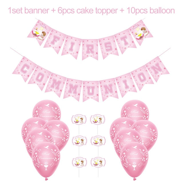 Pink First Holy Communion Party Decorations-Supplies for Girl