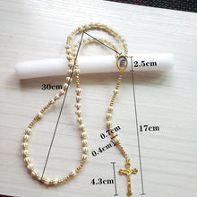 Load image into Gallery viewer, Vintage Jesus Religious Acrylic Beaded Rosary- Wedding Gift- Communion Necklace

