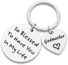 Load image into Gallery viewer, Godmother Key Chain Religious Keyring for Baptism-Thank You Gift From Godson or Goddaughter
