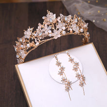 Load image into Gallery viewer, New Silver or Gold Style Crystal and Pearl Beaded Butterfly Theme Tiara - can be purchased with Necklace and Earrings
