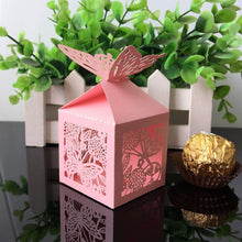 Load image into Gallery viewer, Laser Cut Butterfly Candy Box - Wedding Gift Favor Boxes - Gifts Quinceañera
