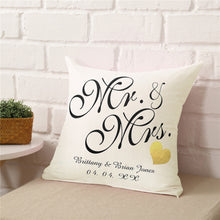 Load image into Gallery viewer, Custom Name Throw Pillow Case Mr &amp; Mrs
