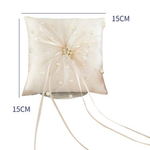 Load image into Gallery viewer, European Romantic Handmade Bridal Ring Pillow Ribbon and Pearls for Wedding Ceremony

