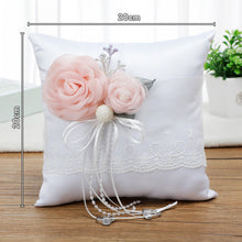 Load image into Gallery viewer, Delicate Rose Theme Wedding Ring Bearer Pillows and Flower Girl Baskets
