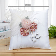 Load image into Gallery viewer, Delicate Rose Theme Wedding Ring Bearer Pillows and Flower Girl Baskets
