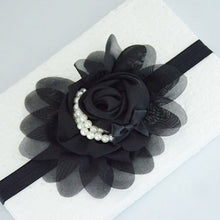 Load image into Gallery viewer, Handmade Chiffon Flower Baby Pearls Rose Floral Headband with Bow
