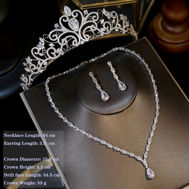 Stars Shine-High Quality Silver Cubic Zirconia Wedding Tiara and Jewelry Sets-Special Occasion
