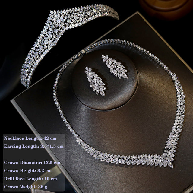 Stars Shine-High Quality Silver Cubic Zirconia Wedding Tiara and Jewelry Sets-Special Occasion
