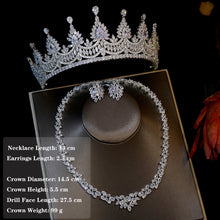 Load image into Gallery viewer, Gorgeous Cubic Zirconia Crystal Bridal Tiara Three Pieces Jewelry Sets
