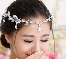 Load image into Gallery viewer, Vintage Crystal Bridal Hair Accessory for Bride - Wedding Rhinestone Waterdrop Leaf Tiara Crown
