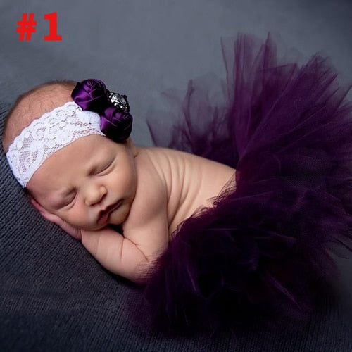 Princess Cranberry Tutu with Vintage Headband Newborn Photography Prop Tutu Skirt Baby Shower Gift TS078