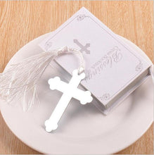 Load image into Gallery viewer, Silver Cross Blessings Bookmark Keepsake Favors Cross
