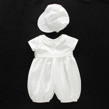 Load image into Gallery viewer, Baby Boy Baptism outfit- white Christening baby set with hat
