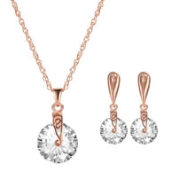 Load image into Gallery viewer, High Quality 2pcs Necklace Earring Jewelry Set Gold Color Alloy Round Crystal Women Jewelry Sets
