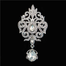 Load image into Gallery viewer, Regalia Rhinestone Silver-Gold Crystal Water Drop Bridal Brooches
