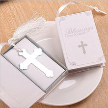 Load image into Gallery viewer, Silver Cross Blessings Bookmark Keepsake Favors Cross
