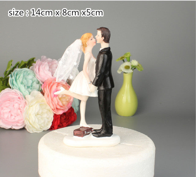 Assorted Styles Bride and Groom Wedding Cake Topper Figurines with Tulle Veil Detail