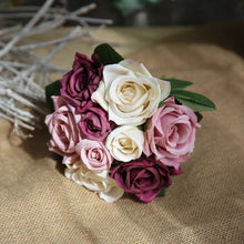 Load image into Gallery viewer, Silk Roses Artificial Flower Bunch for DIY Bridal Bouquet-Bride-Bridesmaids
