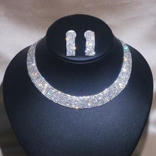 Load image into Gallery viewer, Luxury Classic Rhinestone Crystal Jewelry Fashion Necklace and Earring Set

